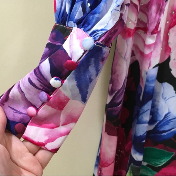 Boston Proper maxi dress Exploded Fleurs Print Rose size 6 new - Picture 2 of 6